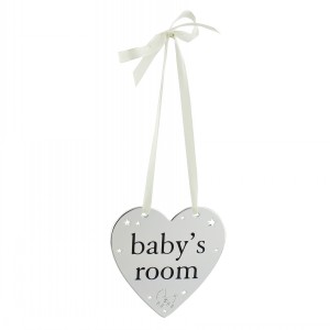 SILVERPLATED HANGING HEART PLAQUE BABYS ROOM